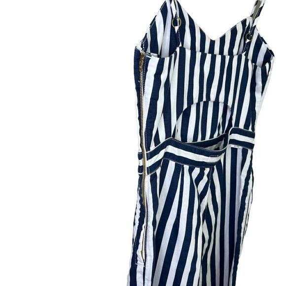 MOTHER The Cut It Out Jumpsuit Cotton Linen Blend in Sea Daze Size XS - Picture 9 of 13
